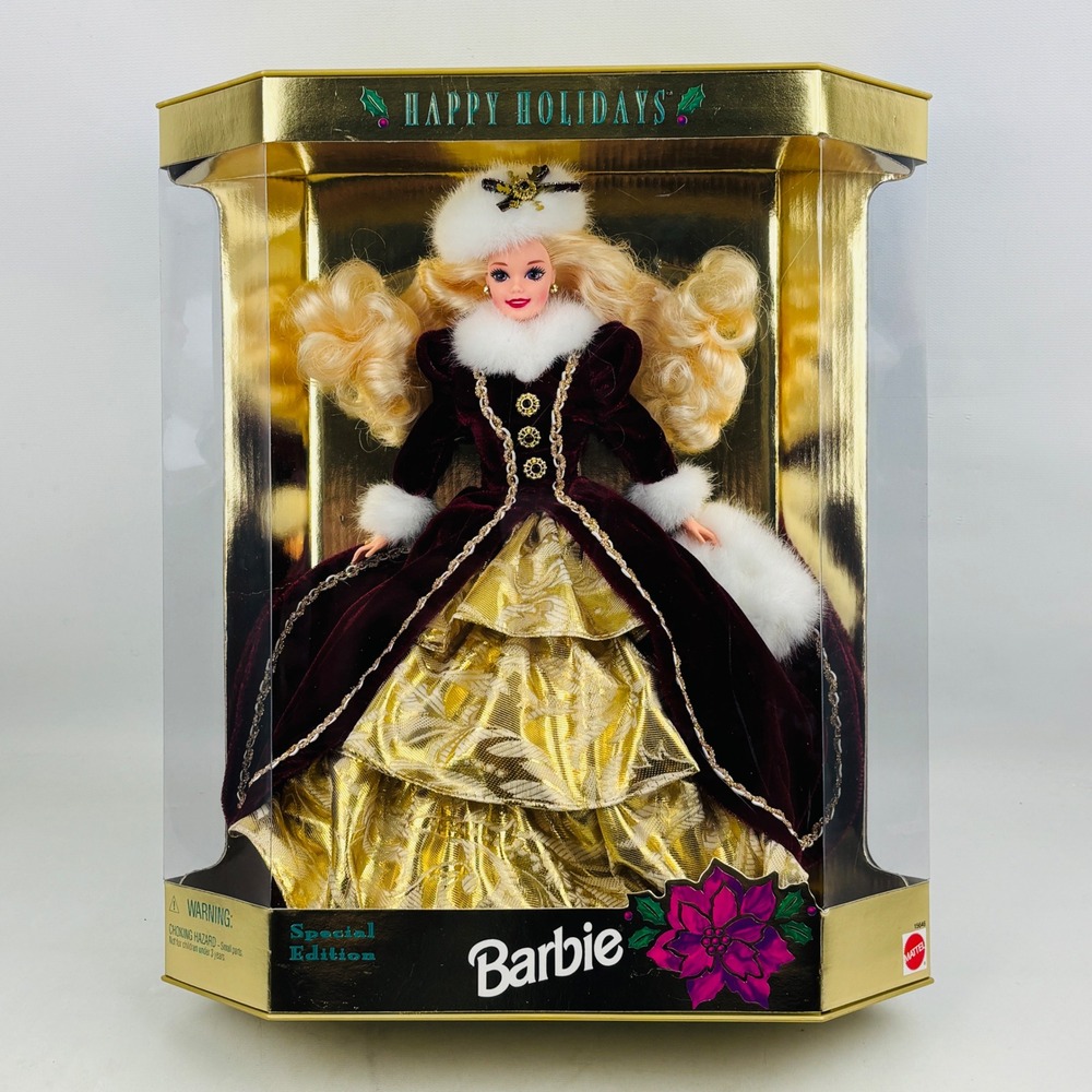 Happy Holidays Barbie 1996 Special Edition‎ Burgundy Gold Gown Mattel 15646 NIB